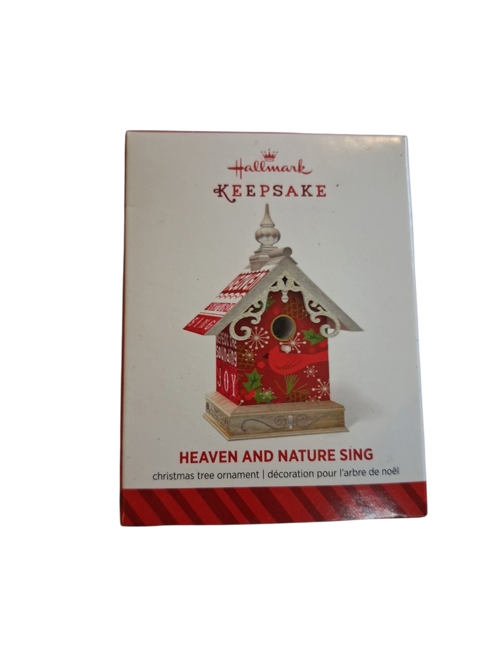 "Heaven and Nature Sing" Red Christmas Birdhouse Ornament